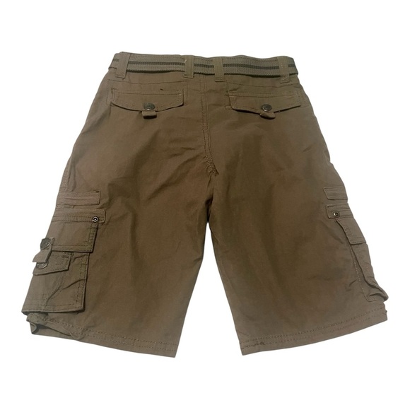 Swiss Cross cargo green olive Boys shorts 7 many pockets belt zip button - Picture 4 of 15